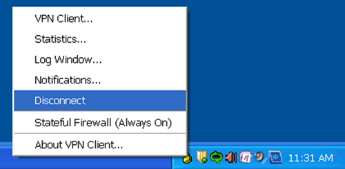Disconnecting VPN client