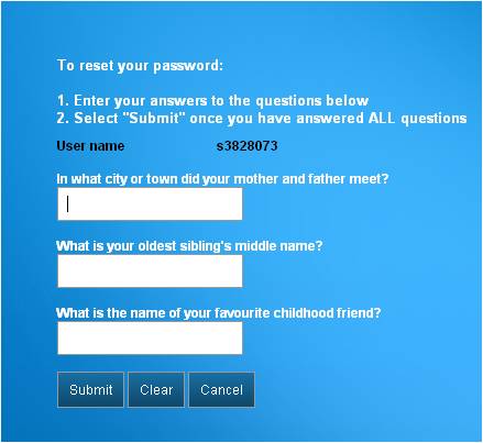 MYVU (student portal) -  change password and set secret question